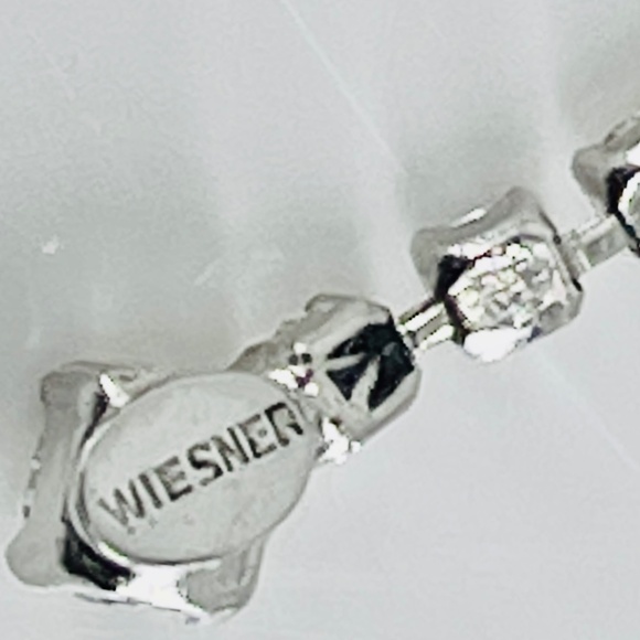 Wiesner Signed Tennis Necklace Rhinestone Crystal 15" Silver Tone MCM VTG RARE - Picture 9 of 16